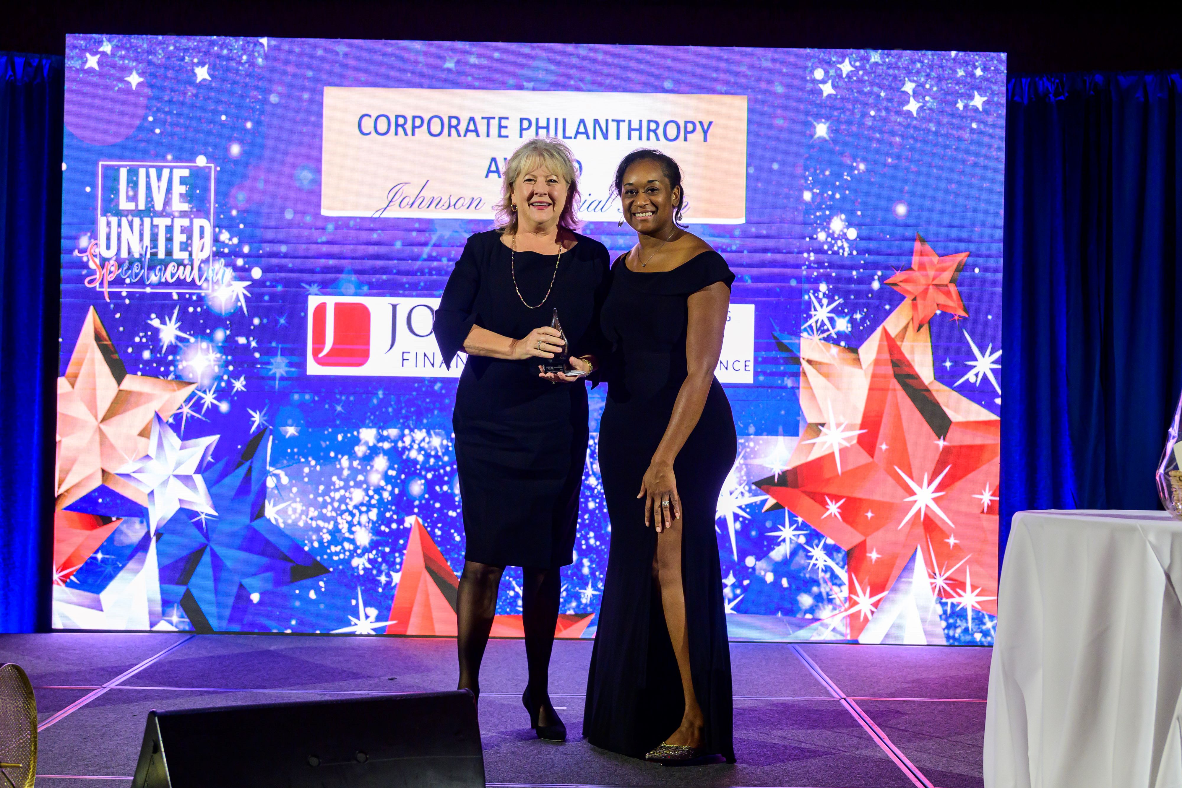 Karla Krehbiel accepting the United Way Philanthropy Award