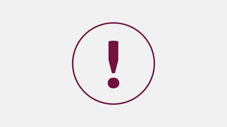 exclamation mark icon in the color burgundy