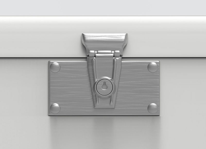 Lock box with a silver lock.