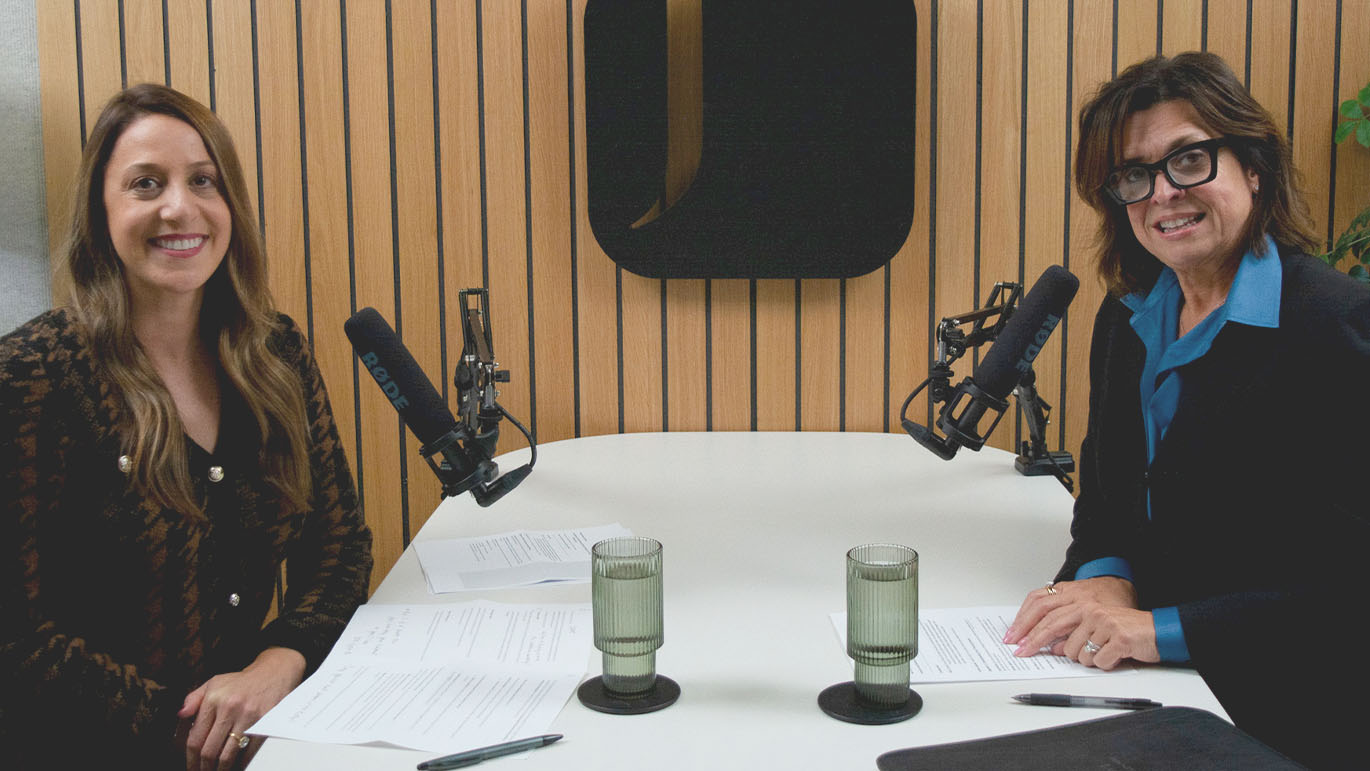 Brittany Sparks and Kelly Mould in the podcast studio