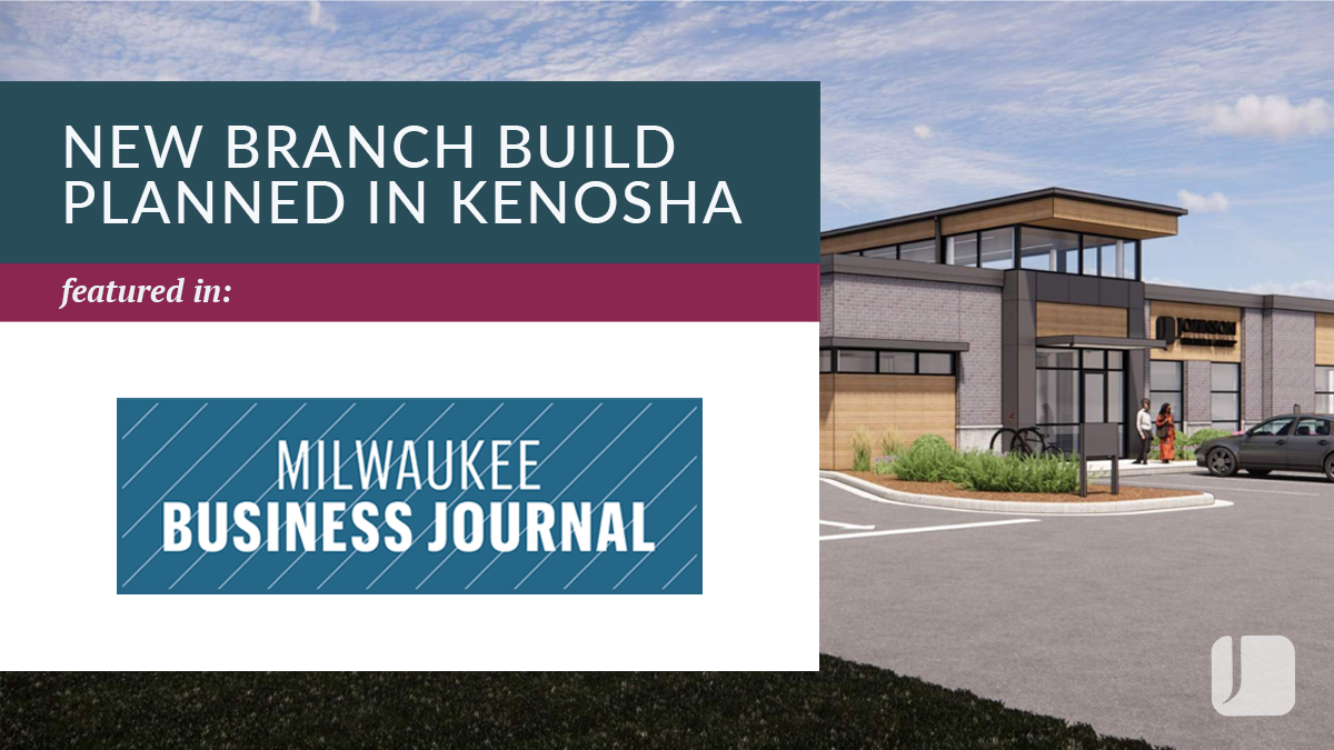 Milwaukee Business Journal's logo next to image of new Johnson Financial Group Kenosha Branch