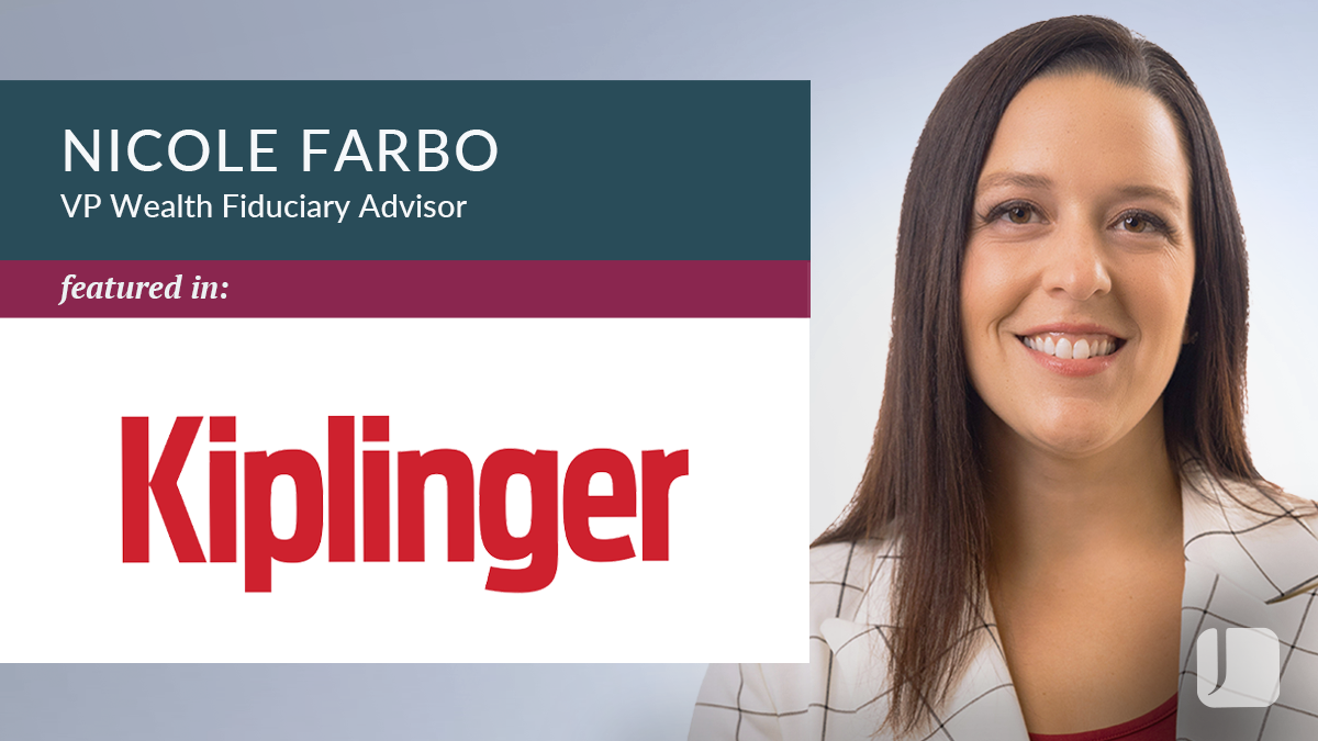 Nicole Farbo headshot next to Kiplinger logo